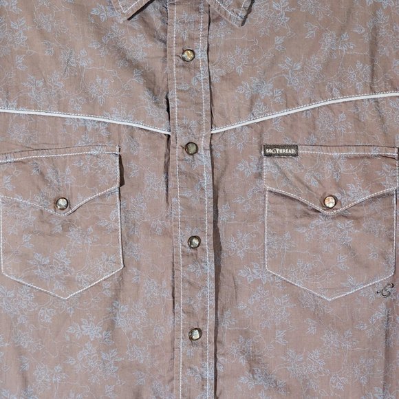 Southern Thread Brown Floral Pearl Snap Western Shirt - Picture 2 of 4